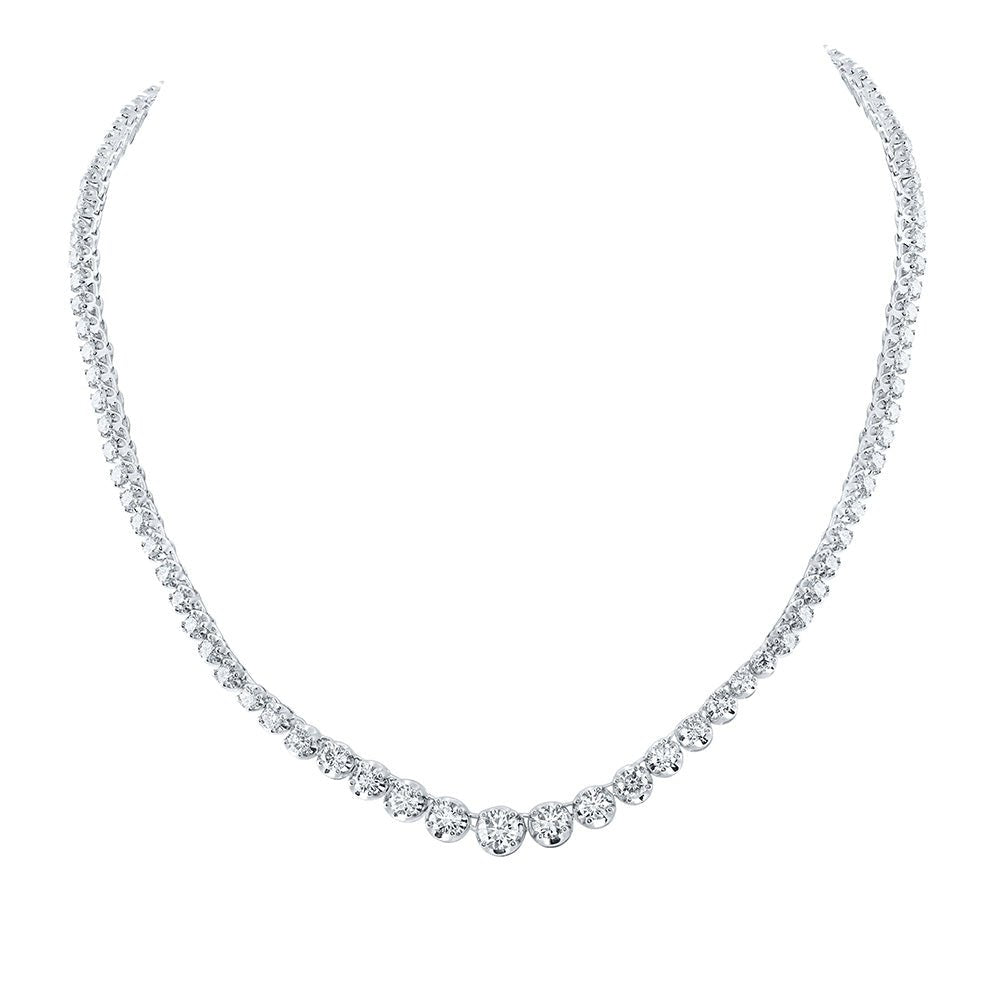 Diamond Pendant Necklace | 14kt White Gold Womens Round Diamond Graduated Tennis Necklace 7-7/8 Cttw | Splendid Jewellery GND