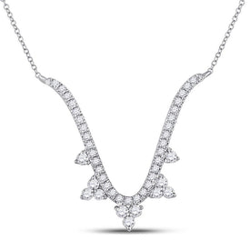 14kt White Gold Diamond Vortex Pendant Necklace - Top View