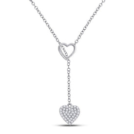 14kt White Gold Diamond Heart Slide Necklace - Timeless Elegance and Radiant Beauty - Top View