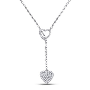 Diamond Pendant Necklace | 14kt White Gold Womens Round Diamond Slide Heart Necklace 1/6 Cttw | Splendid Jewellery GND