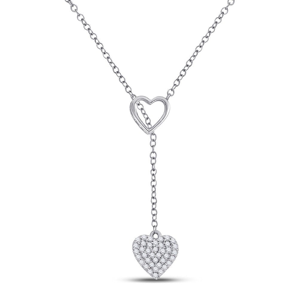 Diamond Pendant Necklace | 14kt White Gold Womens Round Diamond Slide Heart Necklace 1/6 Cttw | Splendid Jewellery GND