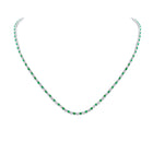 14kt White Gold Emerald and Diamond Tennis Necklace: A Mesmerizing Masterpiece of Elegance - Top View