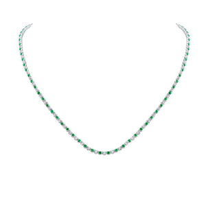 Diamond Pendant Necklace | 14kt White Gold Womens Round Emerald Diamond Single Row Tennis Necklace 5 Cttw | Splendid Jewellery GND