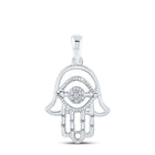 Radiant Blessings: 10kt White Gold Womens Round Diamond Hamsa Pendant Top view from the 10Kt White Gold Womens Round Diamond Hamsa Pendant 1 20 Cttwpin221307 collection by Splendid Jewellery