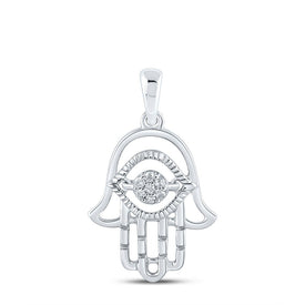 Radiant Blessings: 10kt White Gold Womens Round Diamond Hamsa Pendant Top view from the 10Kt White Gold Womens Round Diamond Hamsa Pendant 1 20 Cttwpin221307 collection by Splendid Jewellery