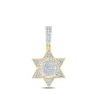 Radiant Faith: 10kt Yellow Gold Womens Baguette Diamond Magen David Pendant product  Top View from Splendid Jewellery