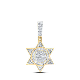 Radiant Faith: 10kt Yellow Gold Womens Baguette Diamond Magen David Pendant product  Top View from Splendid Jewellery