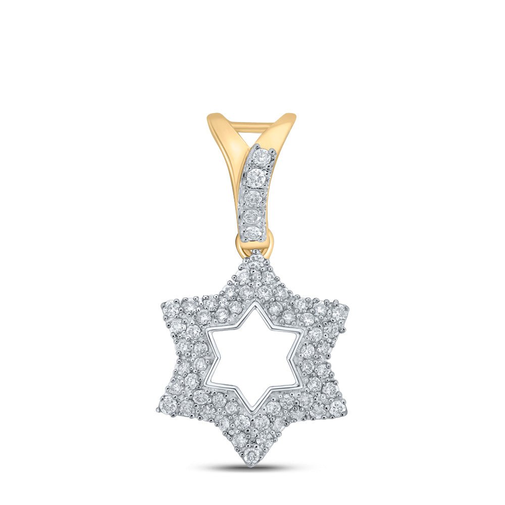 Diamond Religious Pendant | 10kt Yellow Gold Womens Round Diamond Star of David Religious Pendant 1/3 Cttw | Splendid Jewellery GND