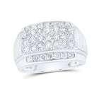 Diamond Ribbed White Gold Men's Band Ring - 2 Cttw | Splendid Jewellery - Splendid Jewellery