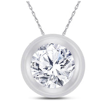 Load image into Gallery viewer, Radiant Reflections: 10kt White Gold Womens Round Diamond Bezel Solitaire Pendant Top view from the 10Kt White Gold Womens Round Diamond Bezel Solitaire Pendant 1 4 Cttwpin284009 collection by Splendid Jewellery