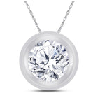 Radiant Reflections: 10kt White Gold Womens Round Diamond Bezel Solitaire Pendant Top view from the 10Kt White Gold Womens Round Diamond Bezel Solitaire Pendant 1 4 Cttwpin284009 collection by Splendid Jewellery