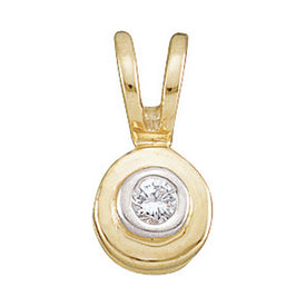 Radiant Reflections: 10kt Yellow Gold Diamond Solitaire Circle Pendant  Top View from Splendid Jewellery