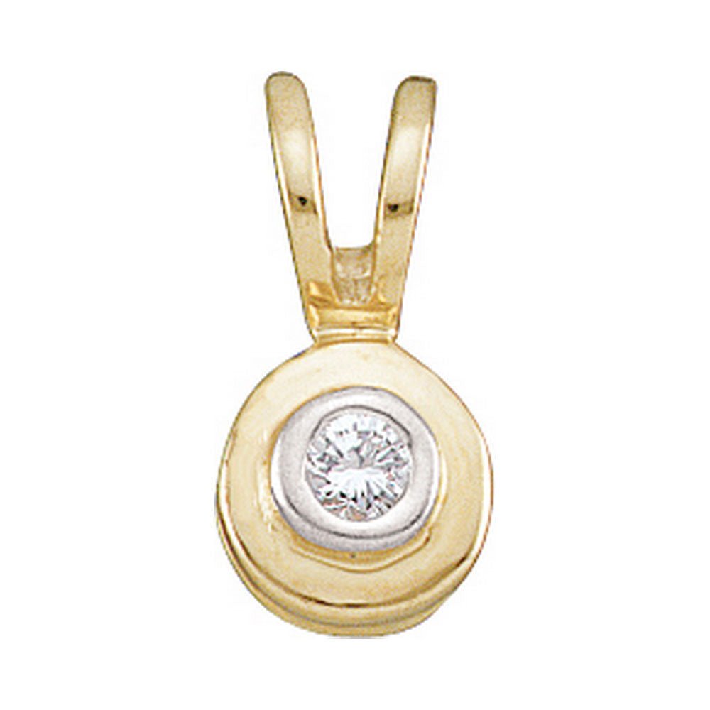 Diamond Solitaire Pendant | 10kt Yellow Gold Womens Round Diamond Solitaire Circle Pendant .03 Cttw | Splendid Jewellery GND