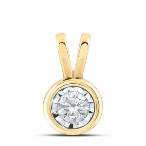 Diamond Solitaire Pendant | 10kt Yellow Gold Womens Round Diamond Solitaire Pendant 1/4 Cttw | Splendid Jewellery GND