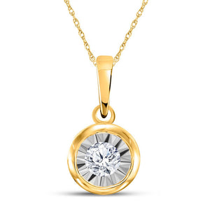 Diamond Solitaire Pendant | 10kt Yellow Gold Womens Round Diamond Solitaire Pendant 1/8 Cttw | Splendid Jewellery GND