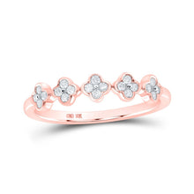 Load image into Gallery viewer, Rose Gold Clover Diamond Stackable Band Ring - Timeless Elegance and Versatility Top view from the 10Kt Rose Gold Womens Round Diamond Clover Stackable Band Ring 1 6 Cttwpin218153 collection by Splendid Jewellery