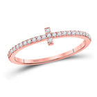 Radiant Rose Gold Diamond Cross Stackable Band Ring - Alternate view 1 from Splendid Jewellery