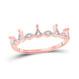 Radiant Rose Gold Diamond Crown Stackable Band Ring - Alternate view 1 from Splendid Jewellery