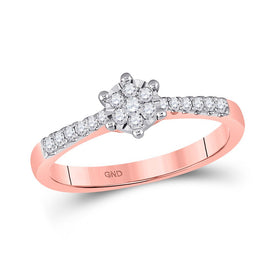 Rose Gold Diamond Flower Cluster Stackable Band Ring - A Touch of Elegance and Versatility - Alternate view 1 from Splendid Jewellery