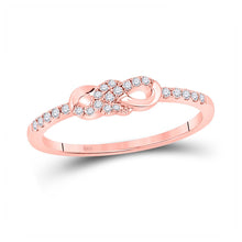 Load image into Gallery viewer, Rose Gold Diamond Knot Stackable Band Ring - A Touch of Elegance and Sparkle - Alternate view 1 from Splendid Jewellery