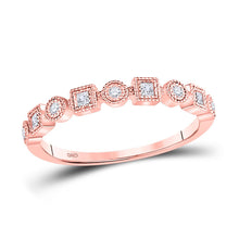 Load image into Gallery viewer, Rose Gold Diamond Square Dot Stackable Band Ring - Alternate view 1 from Splendid Jewellery