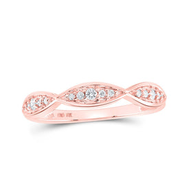 Radiant Rose: 10kt Rose Gold Diamond Stackable Band Ring Top view from the 10Kt Rose Gold Womens Round Diamond Stackable Band Ring 1 10 Cttwpin219047 collection by Splendid Jewellery