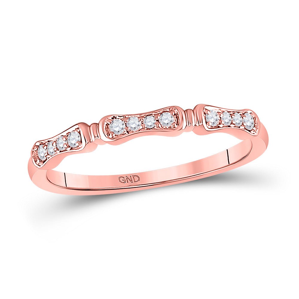 Diamond Stackable Band | 10kt Rose Gold Womens Round Diamond Stackable Band Ring 1/10 Cttw | Splendid Jewellery GND
