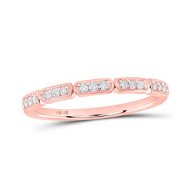 Radiant Rose Gold Diamond Stackable Band - Dazzling Elegance for Every Occasion Top view from the 10Kt Rose Gold Womens Round Diamond Stackable Band Ring 1 8 Cttwpin218145 collection by Splendid Jewellery