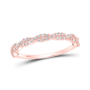 Diamond Stackable Band | 10kt Rose Gold Womens Round Diamond Twist Stackable Band Ring 1/6 Cttw | Splendid Jewellery GND
