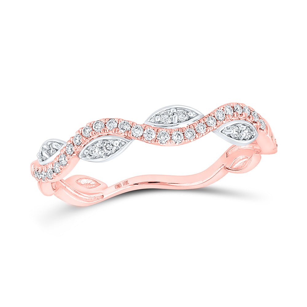 Diamond Stackable Band | 10kt Rose Gold Womens Round Diamond Wavy Stackable Band Ring 1/6 Cttw | Splendid Jewellery GND