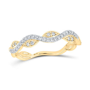 Diamond Stackable Band | 10kt Two-tone Gold Womens Round Diamond Wavy Stackable Band Ring 1/6 Cttw | Splendid Jewellery GND