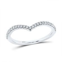 Load image into Gallery viewer, Sparkling Diamond Chevron Stackable Band in 10kt White Gold Top view from the 10Kt White Gold Womens Round Diamond Chevron Stackable Band Ring 1 5 Cttwpin280883 collection by Splendid Jewellery