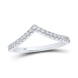 Captivating Diamond Chevron Stackable Band Ring Top view from the 10Kt White Gold Womens Round Diamond Chevron Stackable Band Ring 1 5 Cttwpin280811 collection by Splendid Jewellery
