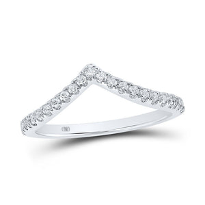 Diamond Stackable Band | 10kt White Gold Womens Round Diamond Chevron Stackable Band Ring 1/5 Cttw | Splendid Jewellery GND