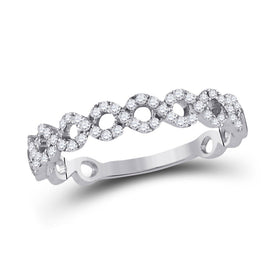 10kt White Gold Geometric Diamond Stackable Band Ring - Captivating Brilliance Top view from the 10Kt White Gold Womens Round Diamond Geometric Stackable Band Ring 1 5 Cttwpin229039 collection by Splendid Jewellery