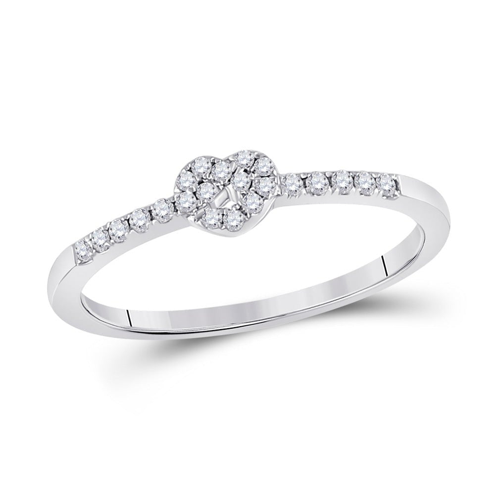 Diamond Stackable Band | 10kt White Gold Womens Round Diamond Heart Stackable Band Ring 1/8 Cttw | Splendid Jewellery GND