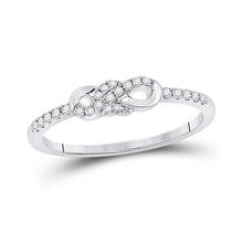 Load image into Gallery viewer, 10kt White Gold Diamond Knot Stackable Band Ring - A Touch of Elegance and Versatility Top view from the 10Kt White Gold Womens Round Diamond Knot Stackable Band Ring 1 6 Cttwpin282043 collection by Splendid Jewellery