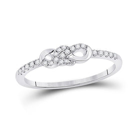 10kt White Gold Diamond Knot Stackable Band Ring - A Touch of Elegance and Versatility Top view from the 10Kt White Gold Womens Round Diamond Knot Stackable Band Ring 1 6 Cttwpin282043 collection by Splendid Jewellery