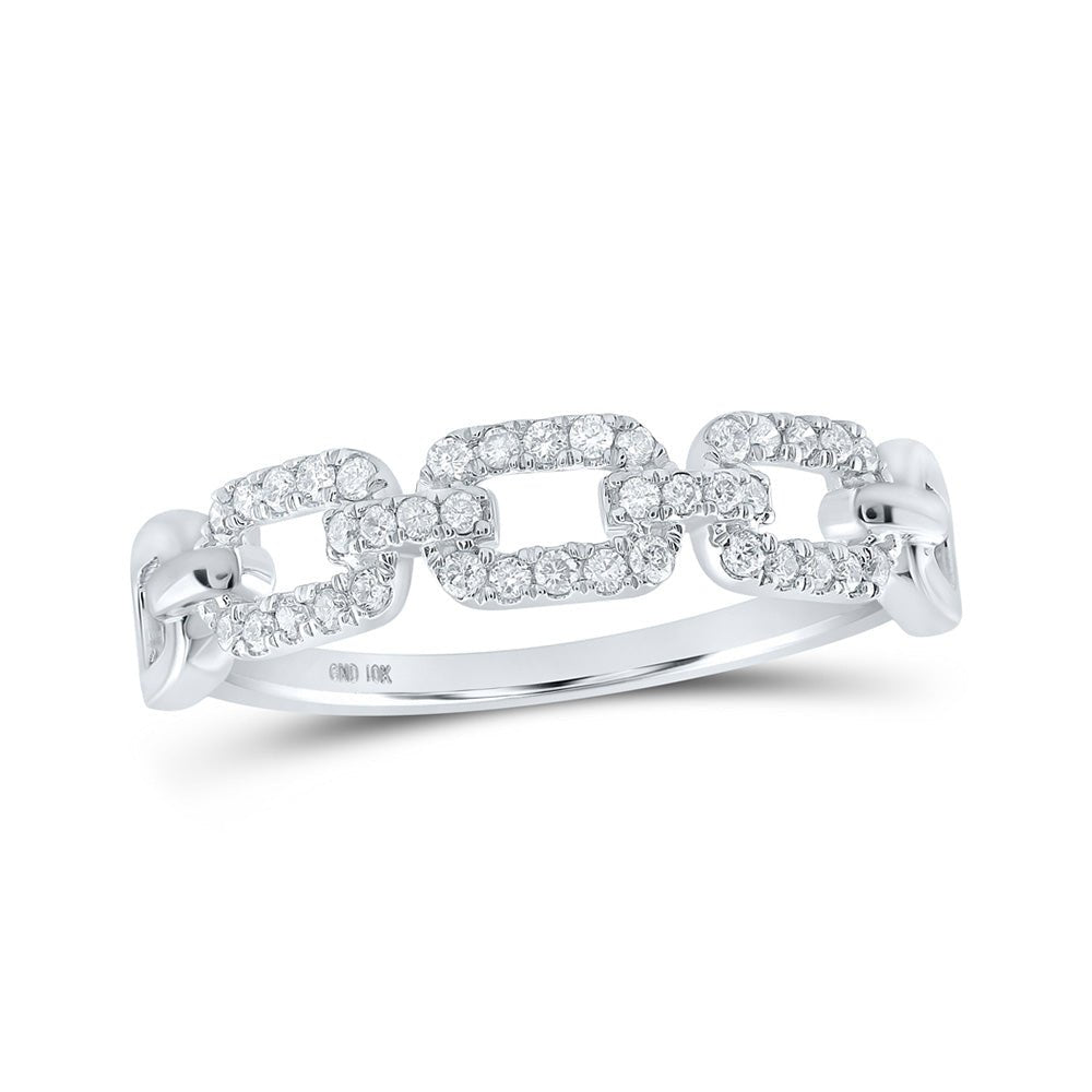 Diamond Stackable Band | 10kt White Gold Womens Round Diamond Link Stackable Band Ring 1/5 Cttw | Splendid Jewellery GND