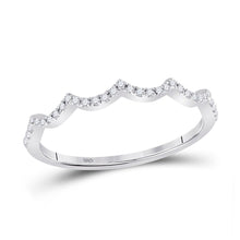 Load image into Gallery viewer, Scalloped Brilliance Diamond Stackable Band Top view from the 10Kt White Gold Womens Round Diamond Scalloped Stackable Band Ring 1 10 Cttwpin280815 collection by Splendid Jewellery