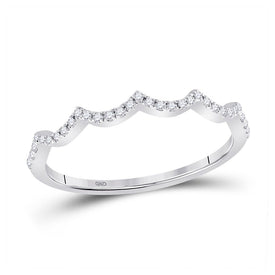 Scalloped Brilliance Diamond Stackable Band Top view from the 10Kt White Gold Womens Round Diamond Scalloped Stackable Band Ring 1 10 Cttwpin280815 collection by Splendid Jewellery