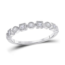 Load image into Gallery viewer, Elegant Square Dot Diamond Stackable Band Ring Top view from the 10Kt White Gold Womens Round Diamond Square Dot Stackable Band Ring 1 8 Cttwpin273951 collection by Splendid Jewellery
