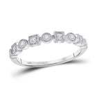 Elegant Square Dot Diamond Stackable Band Ring Top view from the 10Kt White Gold Womens Round Diamond Square Dot Stackable Band Ring 1 8 Cttwpin273951 collection by Splendid Jewellery