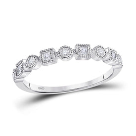 Elegant Square Dot Diamond Stackable Band Ring Top view from the 10Kt White Gold Womens Round Diamond Square Dot Stackable Band Ring 1 8 Cttwpin273951 collection by Splendid Jewellery