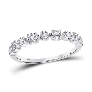 Diamond Stackable Band | 10kt White Gold Womens Round Diamond Square Dot Stackable Band Ring 1/8 Cttw | Splendid Jewellery GND