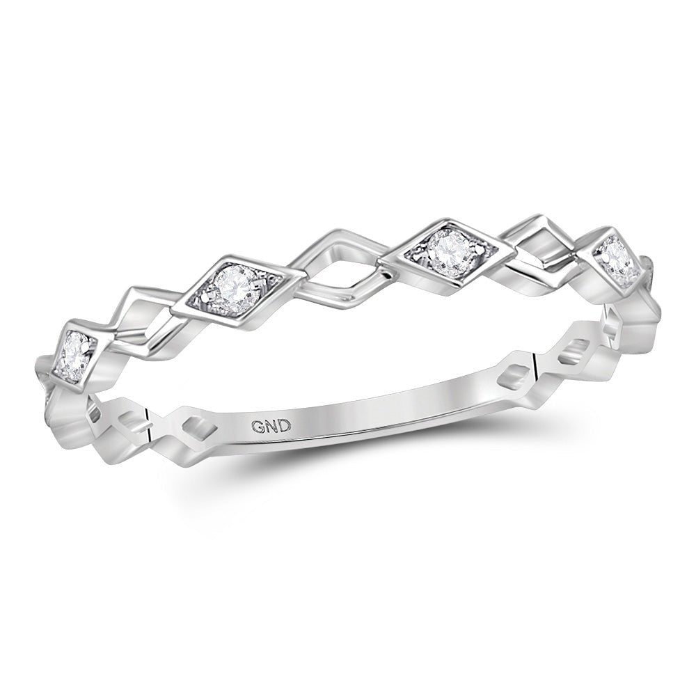 Diamond Stackable Band | 10kt White Gold Womens Round Diamond Stackable Band Ring 1/20 Cttw | Splendid Jewellery GND