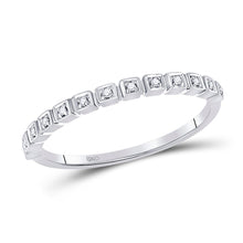 Load image into Gallery viewer, Radiant Brilliance: 10kt White Gold Diamond Stackable Band Ring Top view from the 10Kt White Gold Womens Round Diamond Stackable Band Ring 1 20 Cttwpin280886 collection by Splendid Jewellery