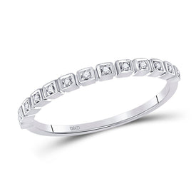 Radiant Brilliance: 10kt White Gold Diamond Stackable Band Ring Top view from the 10Kt White Gold Womens Round Diamond Stackable Band Ring 1 20 Cttwpin280886 collection by Splendid Jewellery