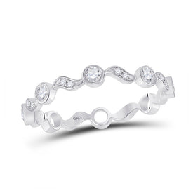 Sparkling Elegance: 10kt White Gold Diamond Stackable Band Ring Top view from the 10Kt White Gold Womens Round Diamond Stackable Band Ring 1 4 Cttwpin285603 collection by Splendid Jewellery