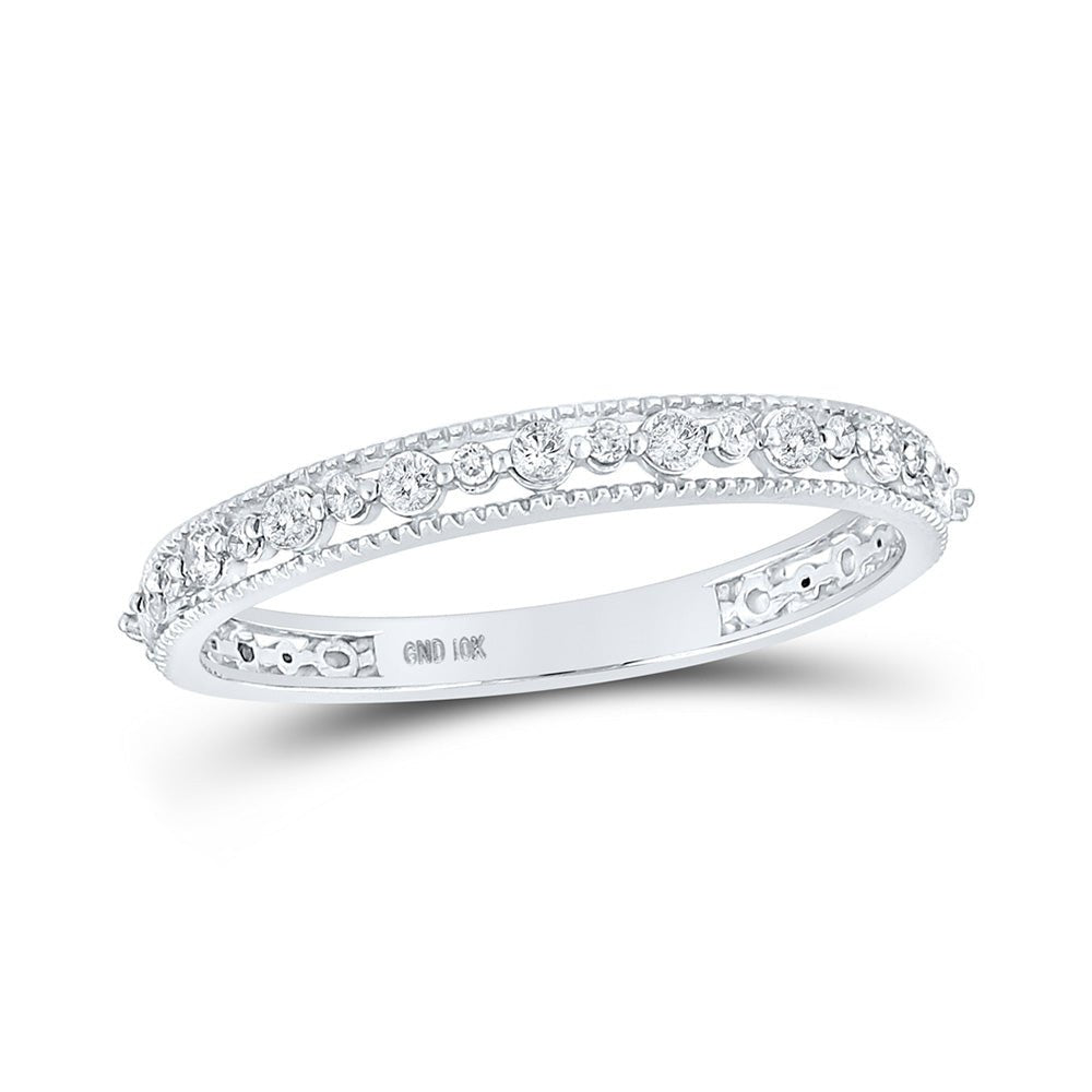 Diamond Stackable Band | 10kt White Gold Womens Round Diamond Stackable Band Ring 1/6 Cttw | Splendid Jewellery GND